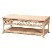 bali & pari Oxford Braided Natural Rattan Coffee Table with Open Shelf - Coastal Boho Living Room Accent Table with Decorative Loop Detailing